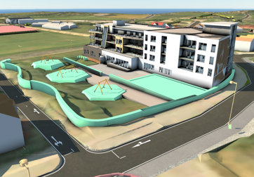 BIM, infrastruktur, Revit-bygg og andre objekter plassert i Infraworks